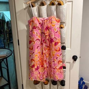Lilly Pulitzer Lobster Print Strapless/Convertible Strap Dress. Size 10.
